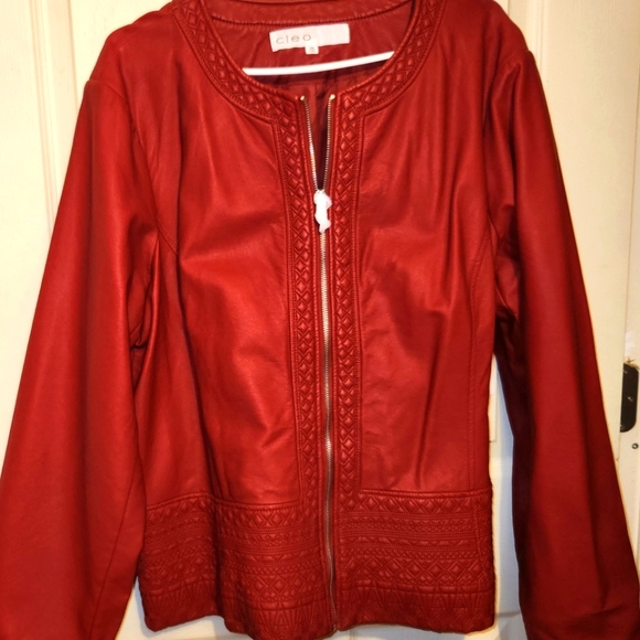 CLEO, Red Leather jacket new with tags. - Picture 1 of 5